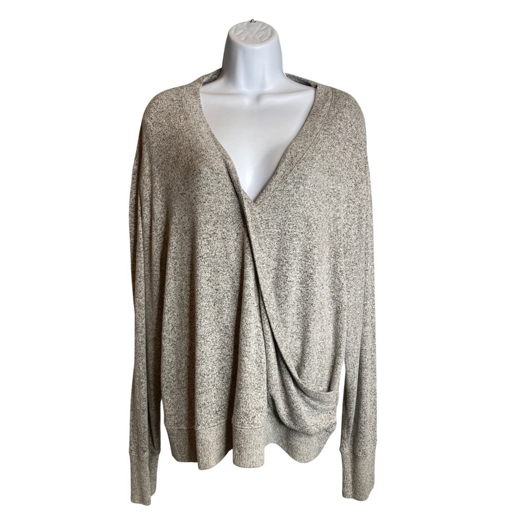 J Crew Womens Gray Marled Draped Sweater Sz XXL Slouchy Flowy Oversized Cozy